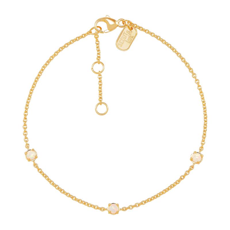 Lab-Created Opal Three-Stone Bracelet in Vermeil – Image 1 of 1