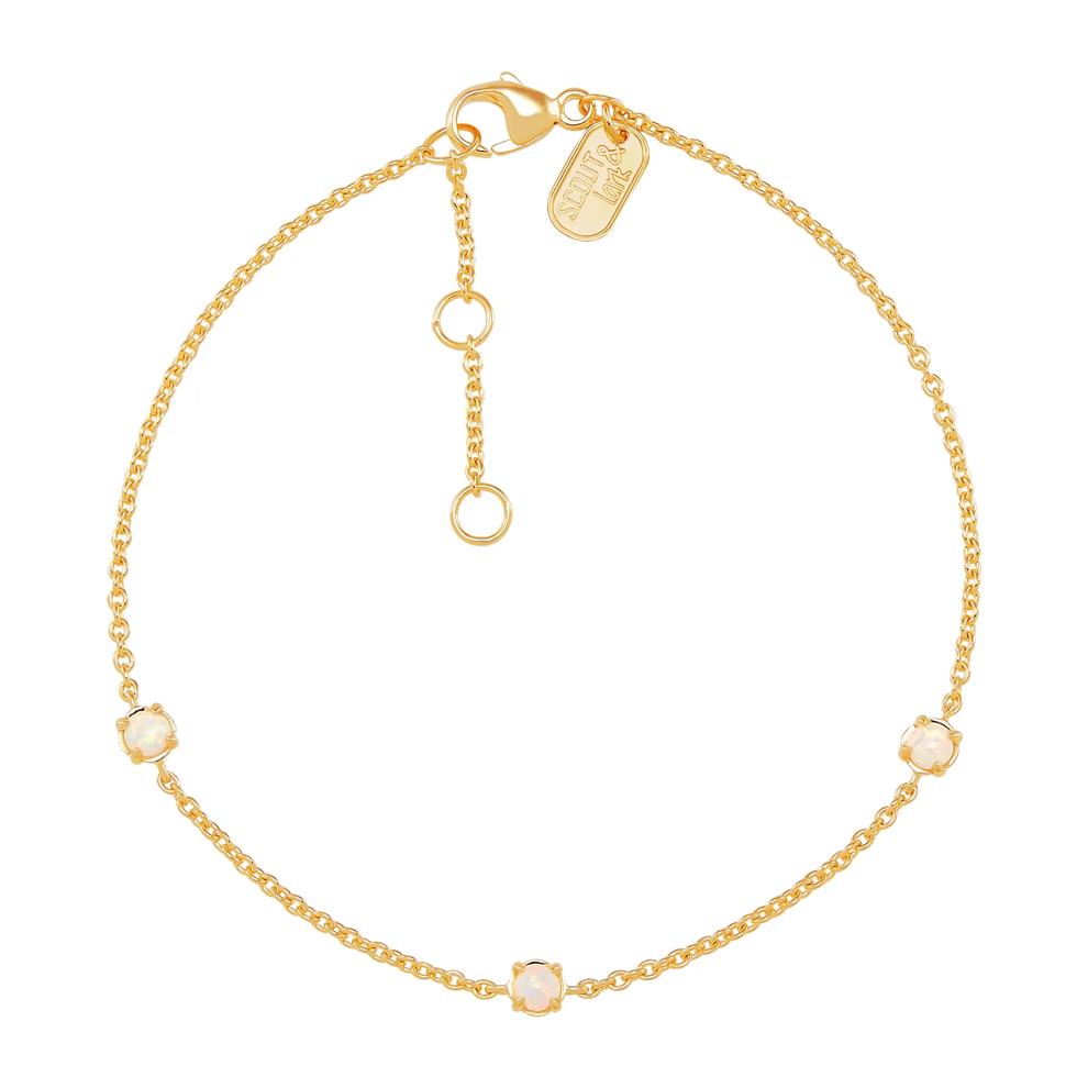 Lab-Created Opal Three-Stone Bracelet in Vermeil – Image 1 of 1