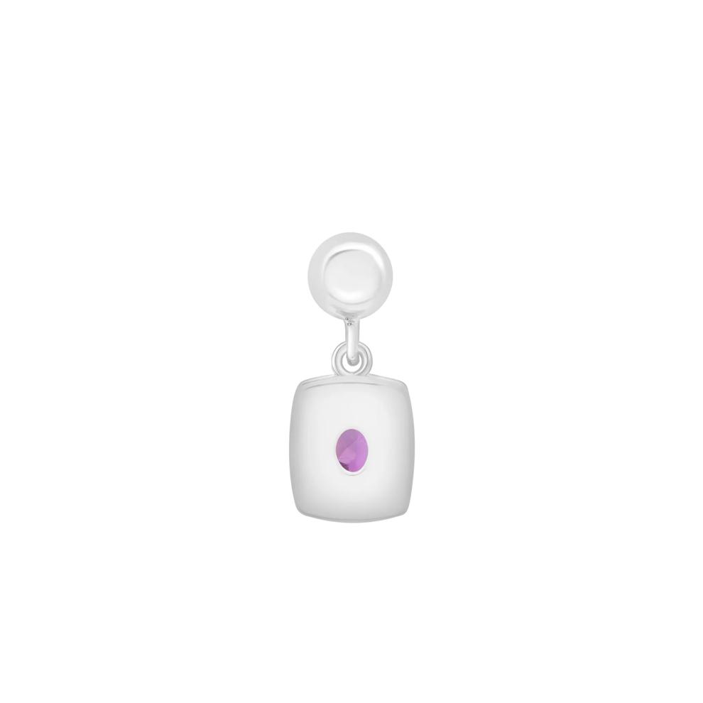 Amethyst Medallion Birthstone Bead Charm in Sterling Silver – Image 3 of 3