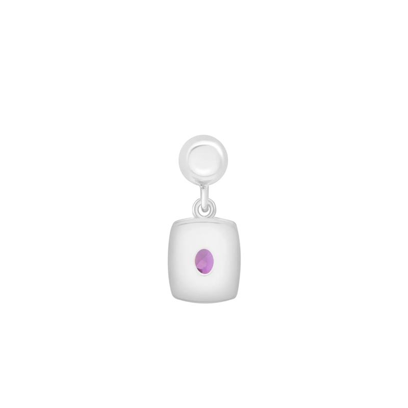 Amethyst Medallion Birthstone Bead Charm in Sterling Silver – Image 3 of 3