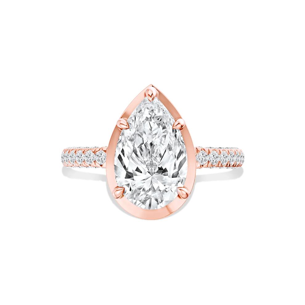 Ezra Lab Grown Diamond Pear-Shaped Center Engagement Ring in 14K Rose Gold (3 3/4 ct. tw.) – Image 1 of 4