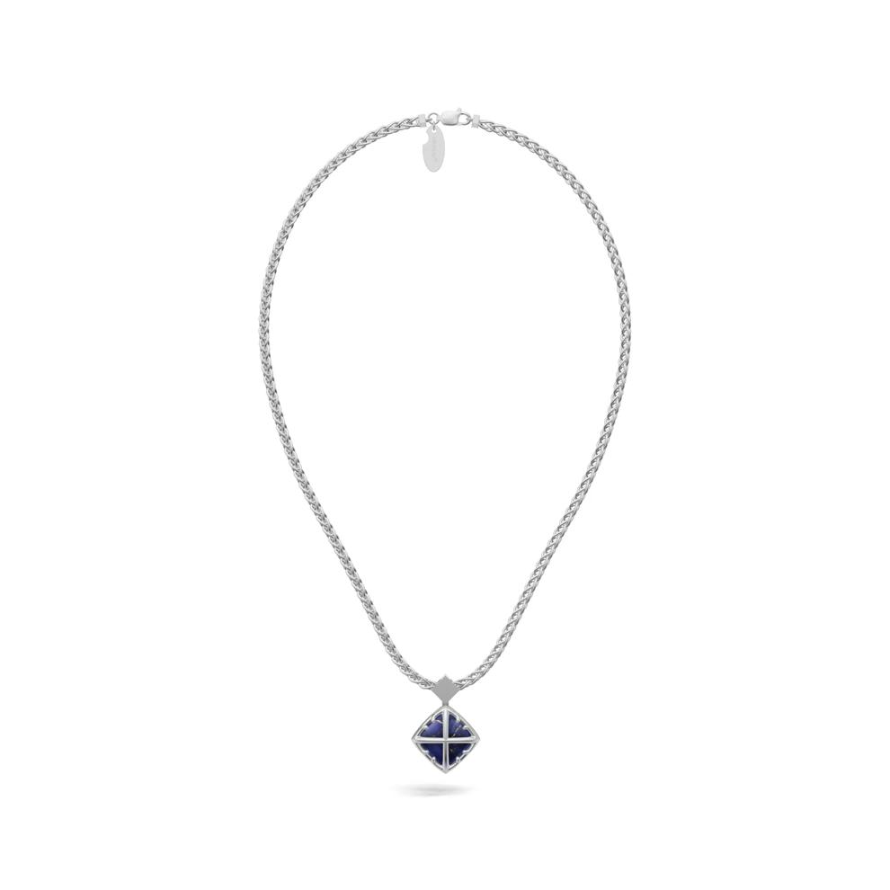 Men's Lapis Diamond-Shaped Arrow Design Pendant Necklace in Sterling Silver – Image 3 of 4
