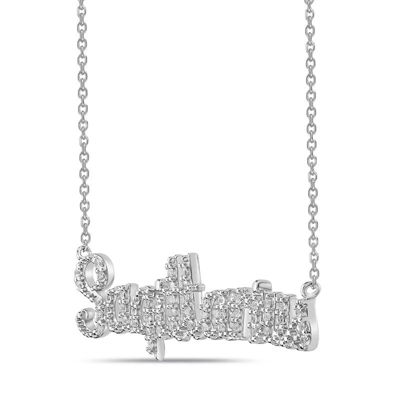 Sagittarius Lab Created White Sapphire Necklace in Sterling Silver – Image 2 of 3