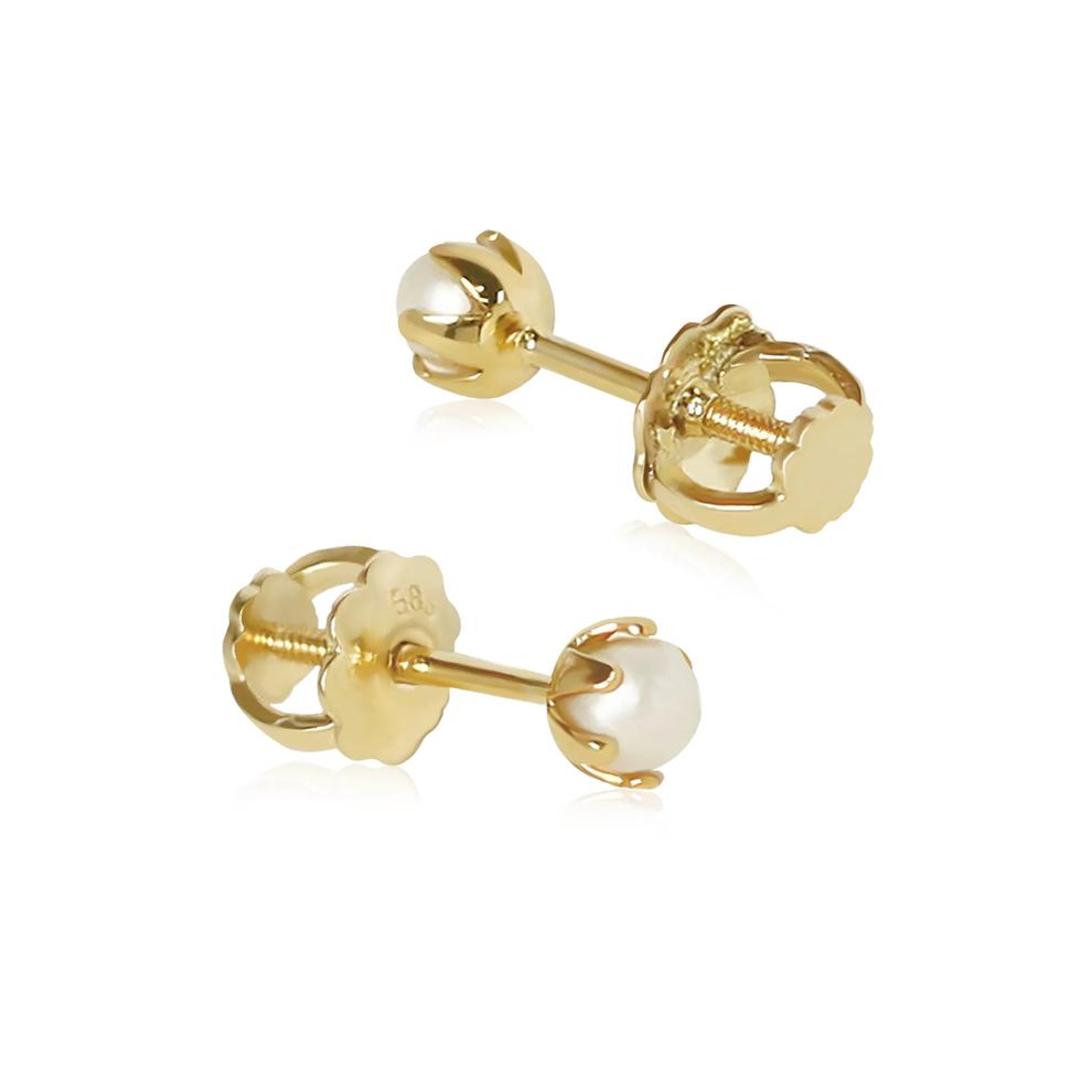 Freshwater Cultured Pearl Stud Earrings in 14K Yellow Gold – Image 2 of 2
