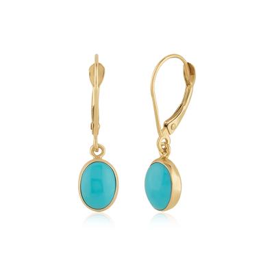 Turquoise Drop Earrings in 14K Yellow Gold