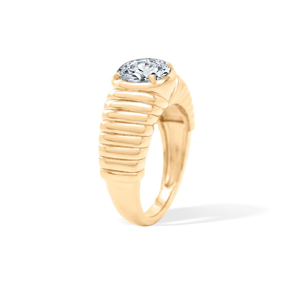 Lab-Created White Sapphire Oval Ring in 14K Gold Vermeil – Image 3 of 4