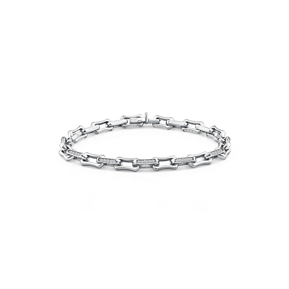 Lab Grown Diamond Bone Link Bracelet in 10K White Gold, 8" (1 1/2 ct. tw.) – Image 1 of 2