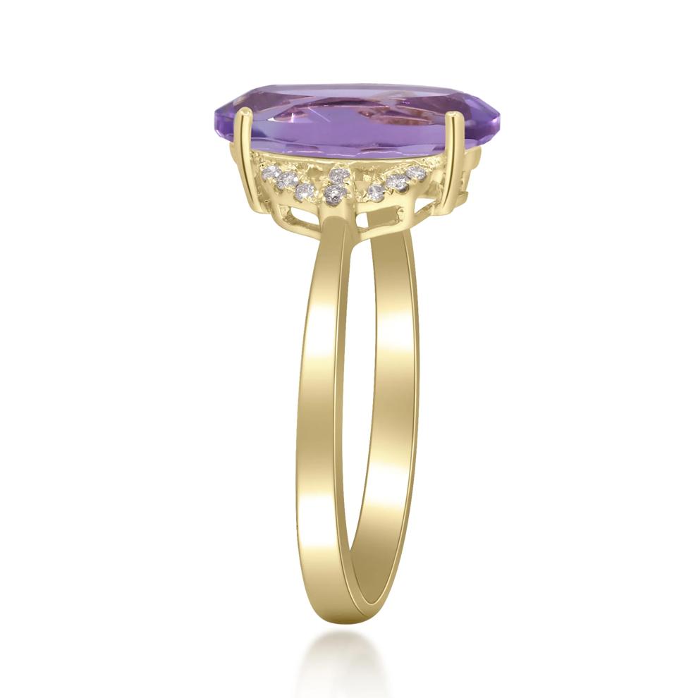 Marquise Amethyst &amp; Diamond Accent Ring in 10K Yellow Gold – Image 3 of 5