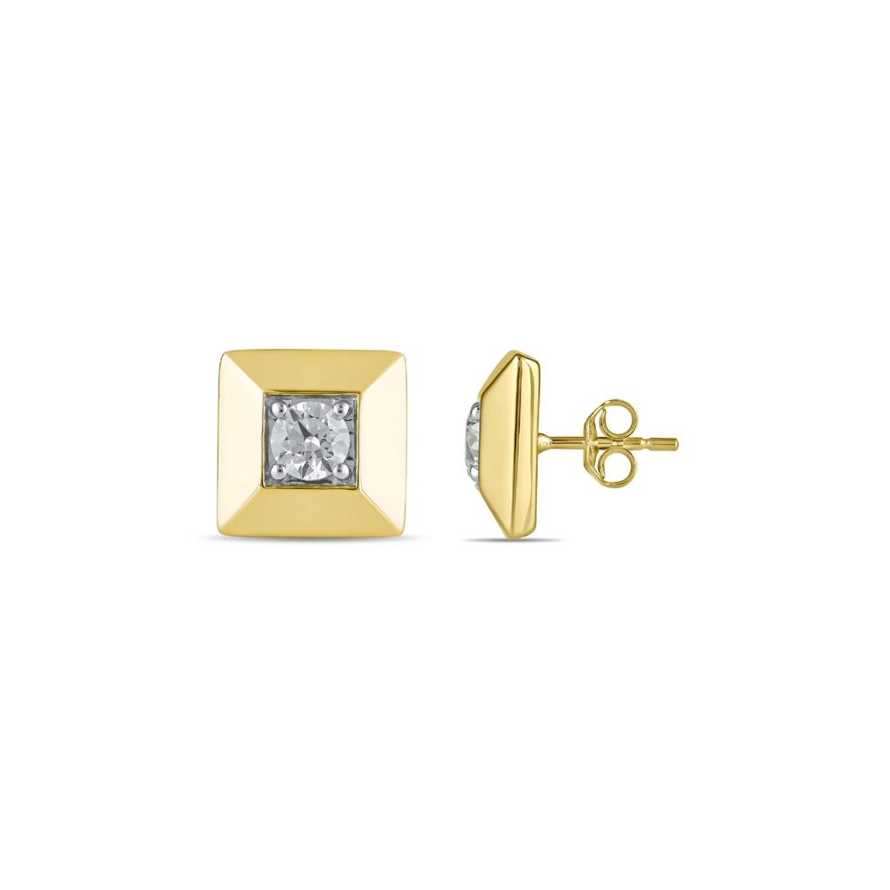 Men's Lab Grown Diamond Earrings in 10K Yellow Gold (1 ct. tw.) – Image 3 of 3