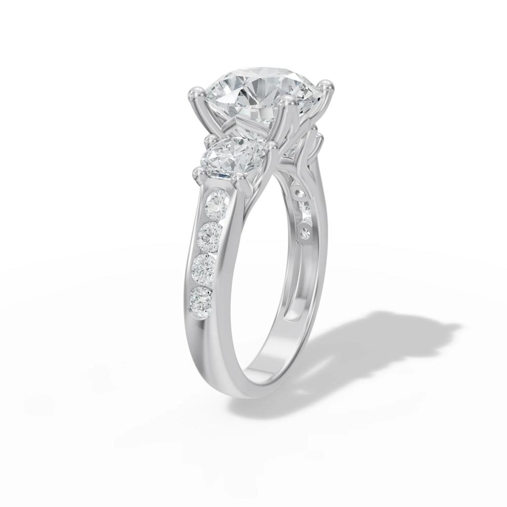 Lab Grown Diamond Center Channel Three-Stone Ring in 14K White Gold (5 ct. tw.) – Image 3 of 4