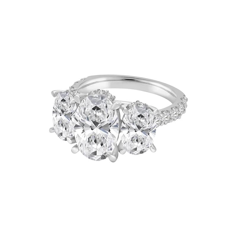 Lab Grown Diamond Oval Three-Stone Engagement Ring in Platinum &#40;7 3/4 ct. tw.&#41; – Image 4 of 4