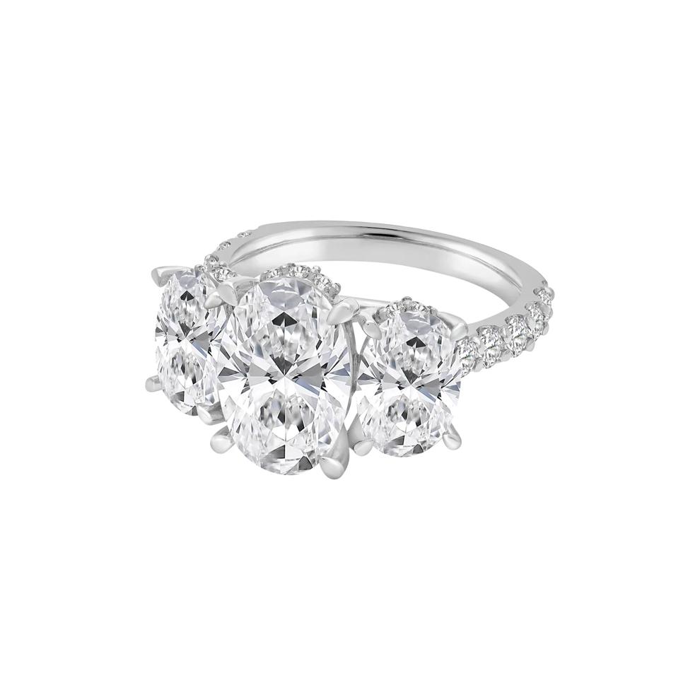 Lab Grown Diamond Oval Three-Stone Engagement Ring in Platinum (7 3/4 ct. tw.) – Image 4 of 4