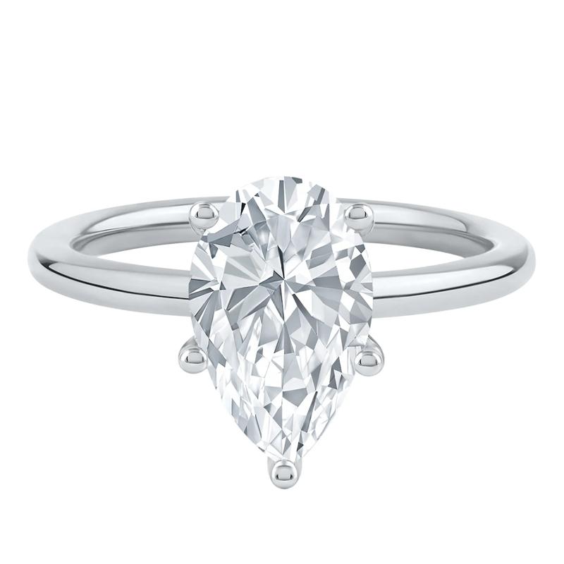 Lab Grown Diamond Pear-Shaped Solitaire Engagement Ring in 14K White Gold &#40;2 ct.&#41; – Image 1 of 4