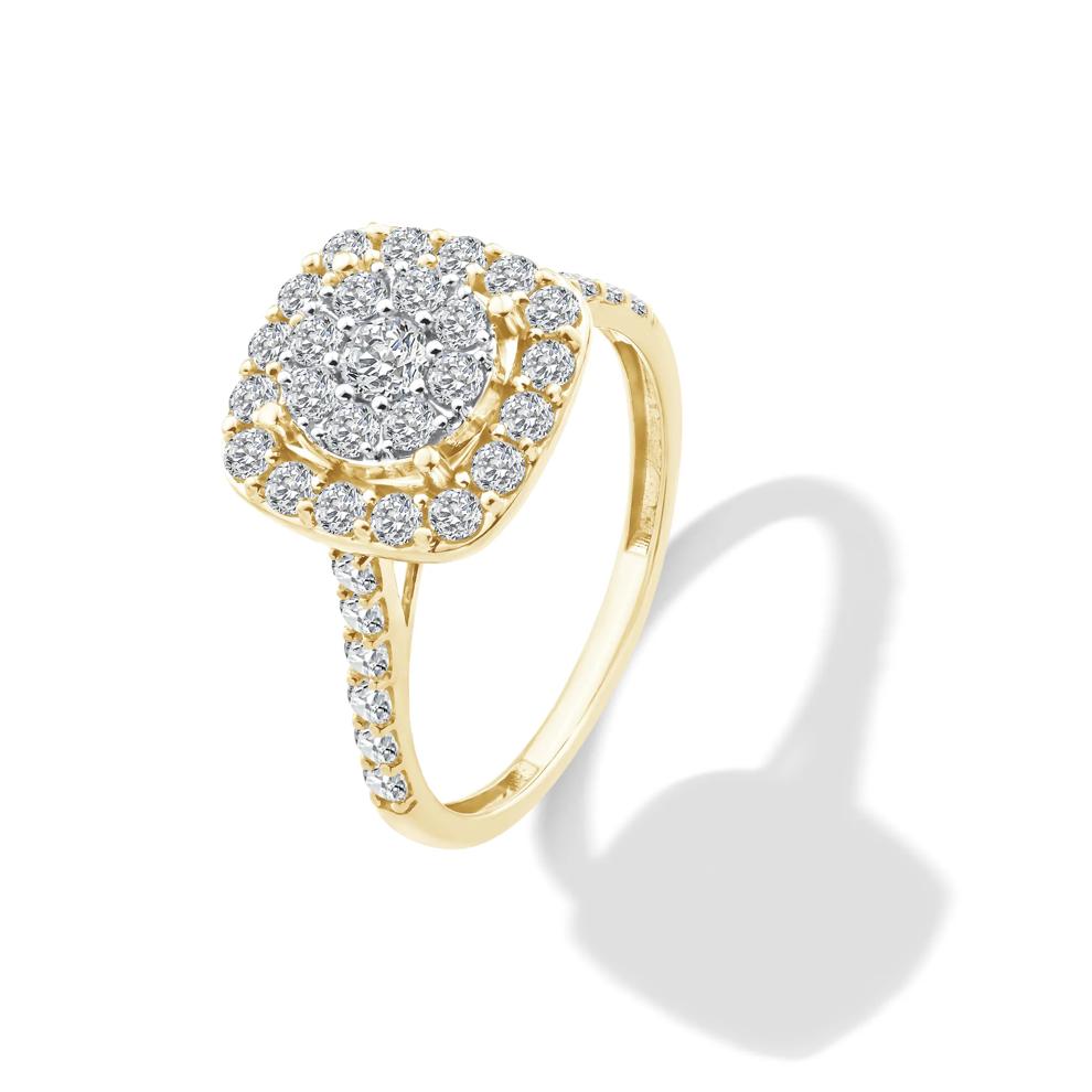 Diamond Cushion Halo Center Composite Engagement Set in 10K Yellow Gold (1 1/4 ct. tw.) – Image 4 of 6