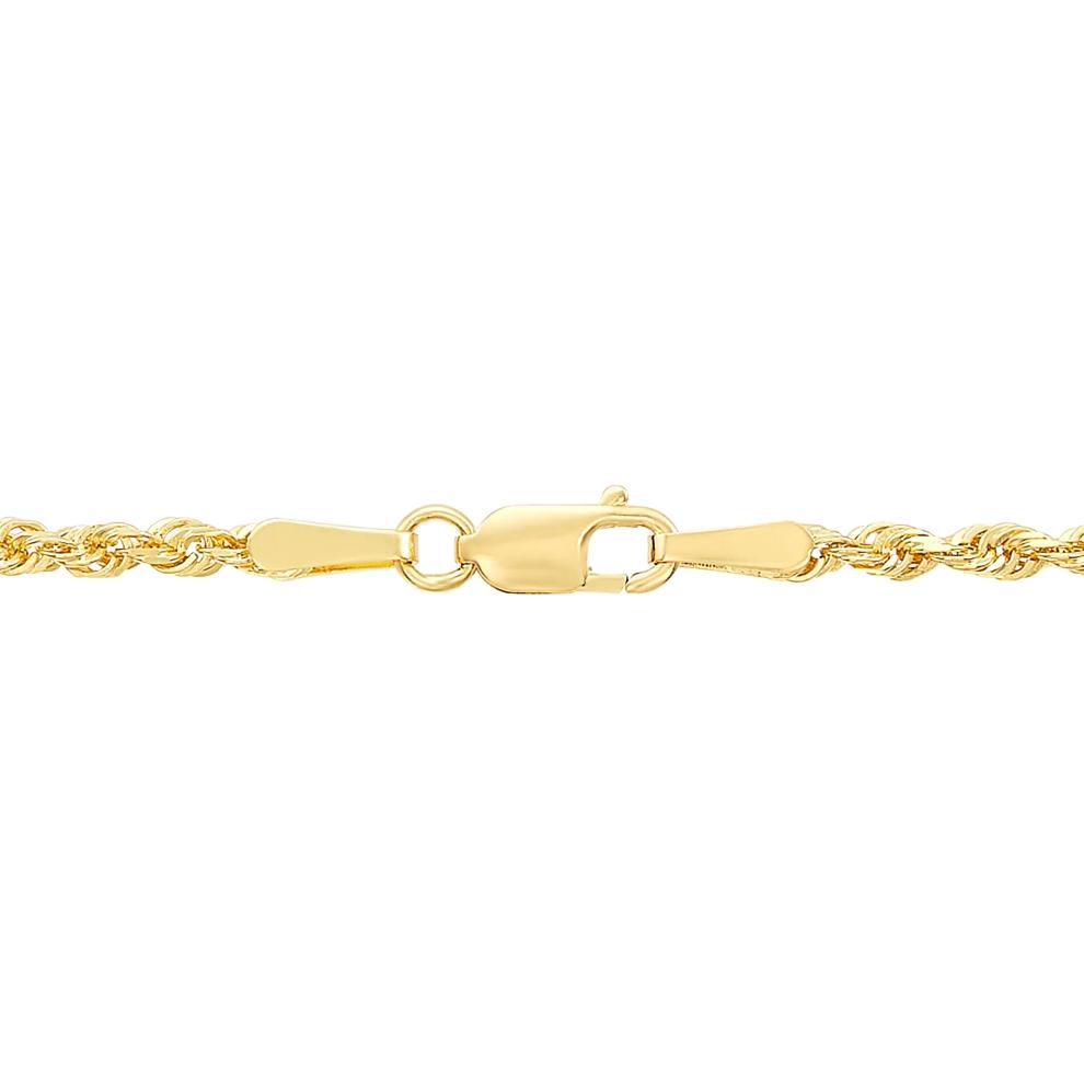 Heavy Hollow Glitter Rope Chain Necklace in 10K Yellow Gold, 18" – Image 3 of 4