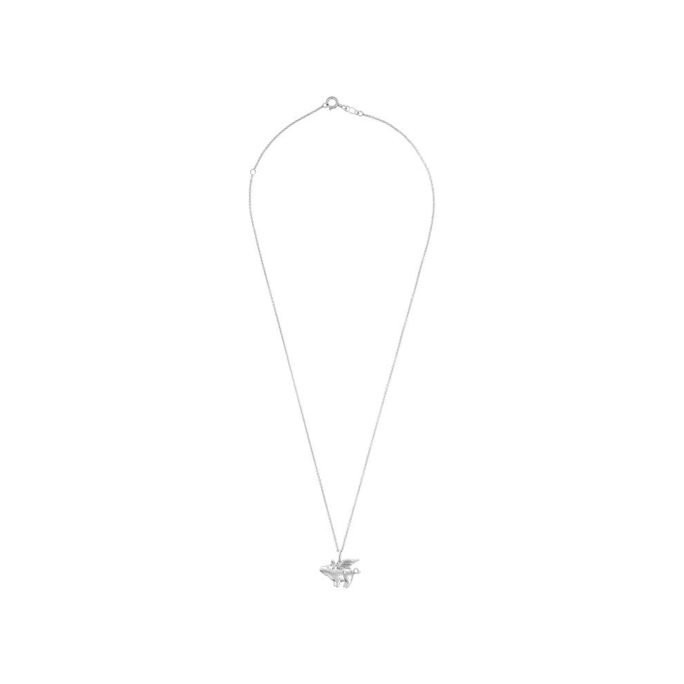 Diamond Accent Flying Pig Pendant in Sterling Silver – Image 3 of 4