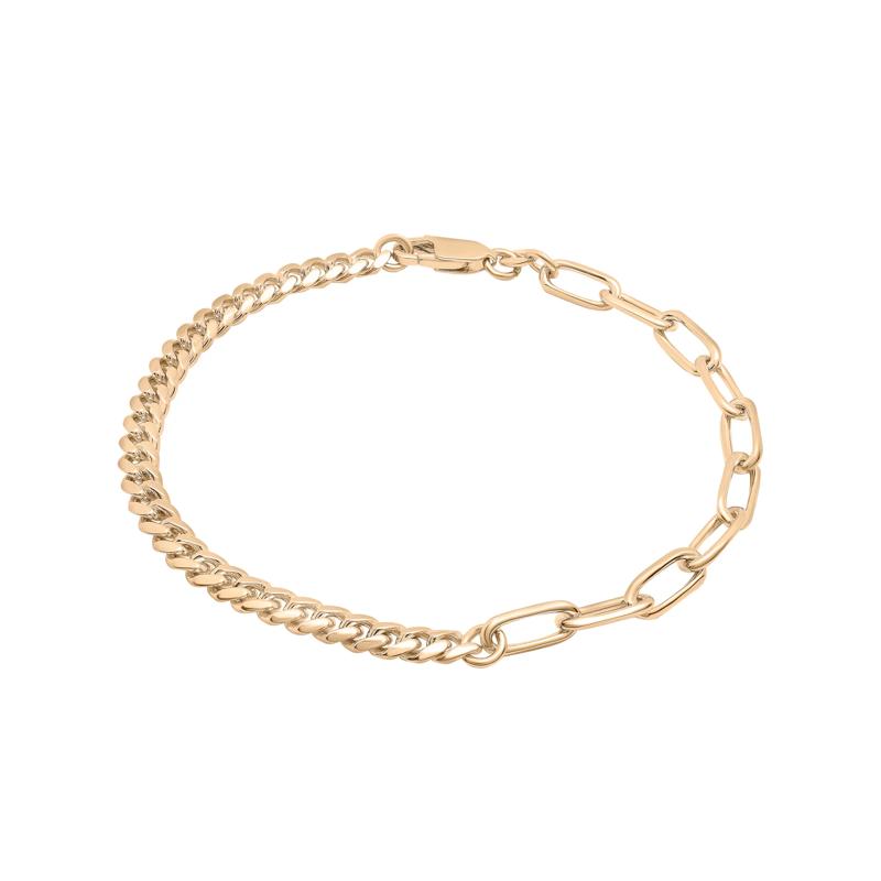 Curb and Paperclip Chain Bracelet in Vermeil – Image 1 of 2