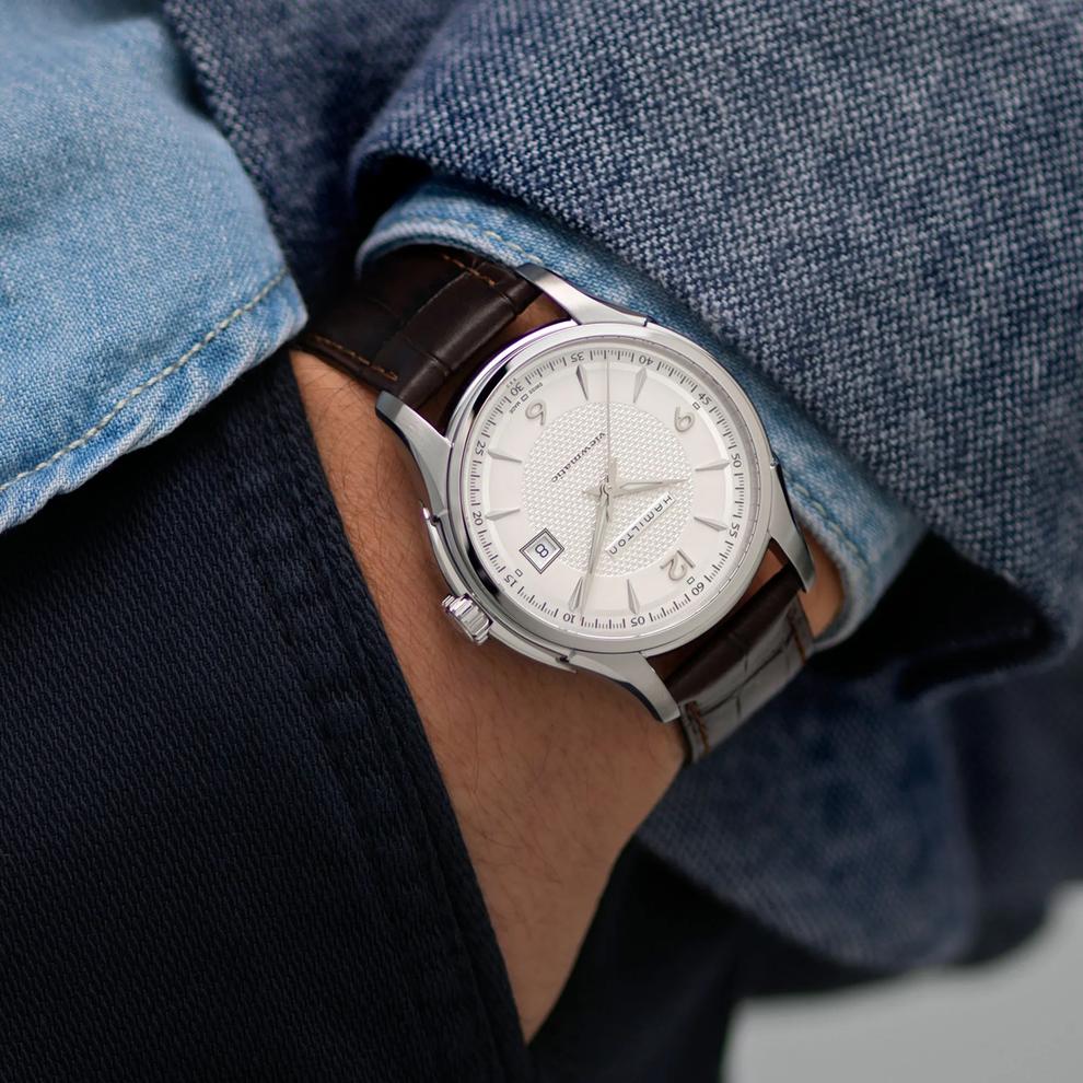 Jazzmaster Viewmatic Auto Watch with Brown Leather Strap – Image 3 of 3
