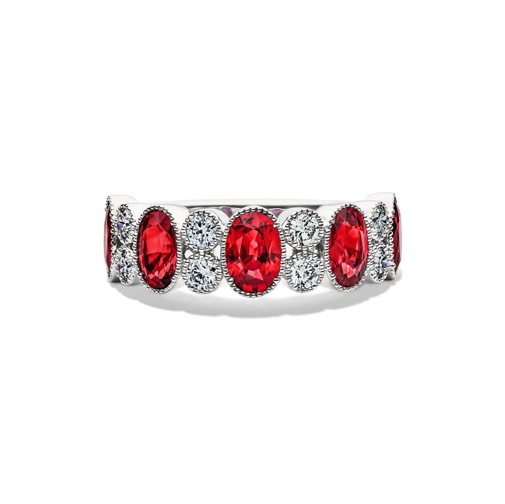 Ruby &amp; Diamond Band in 14K White Gold (3/8 ct. tw.) – Image 1 of 4