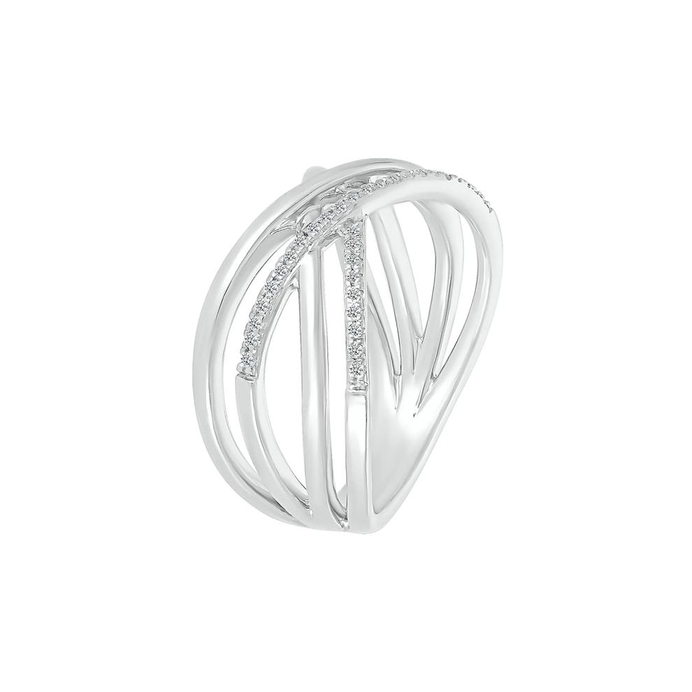 Diamond Open X Ring in Sterling Silver (1/7 ct. tw.) – Image 5 of 5