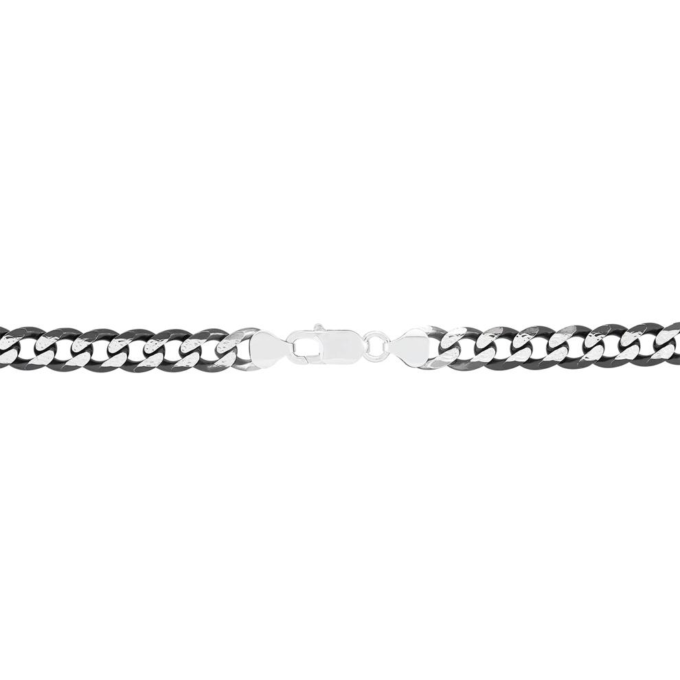 Polished &amp; Diamond Cut Curb Chain in Sterling Silver, 20" – Image 2 of 3