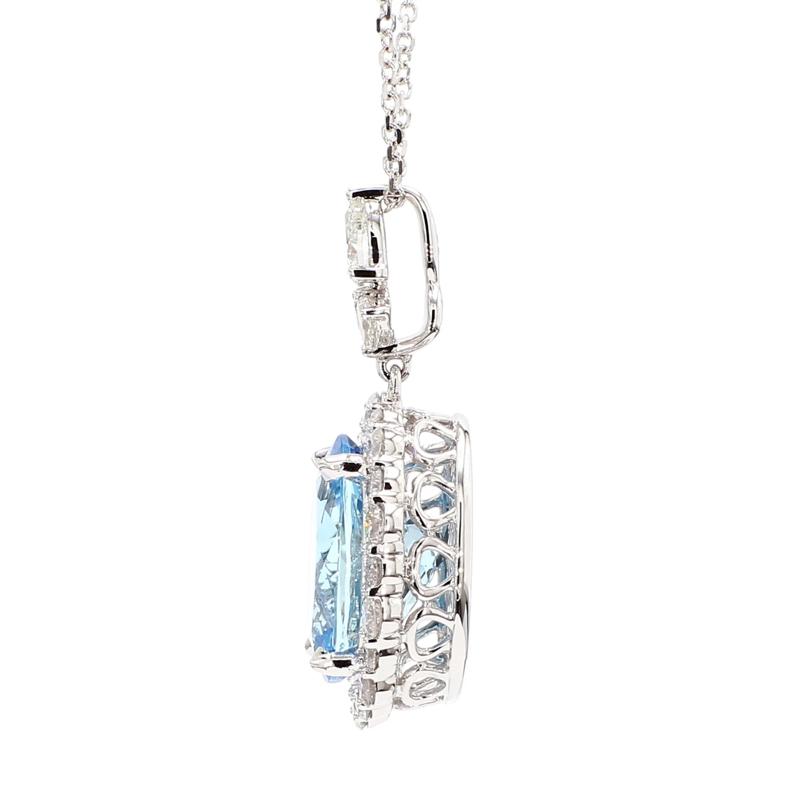 Aquamarine and Diamond Pendant in 18K White Gold &#40;1 ct. tw.&#41; – Image 2 of 3