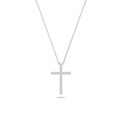 Lab Grown Diamond Cross Necklace in 10K White Gold (1 ct. tw.)