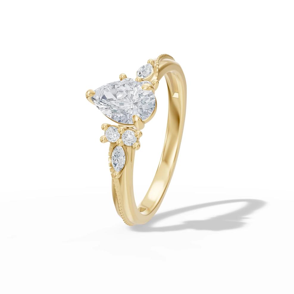Diamond Pear-Shaped Center Engagement Ring in 14K Yellow Gold (5/8 ct. tw.) – Image 4 of 4