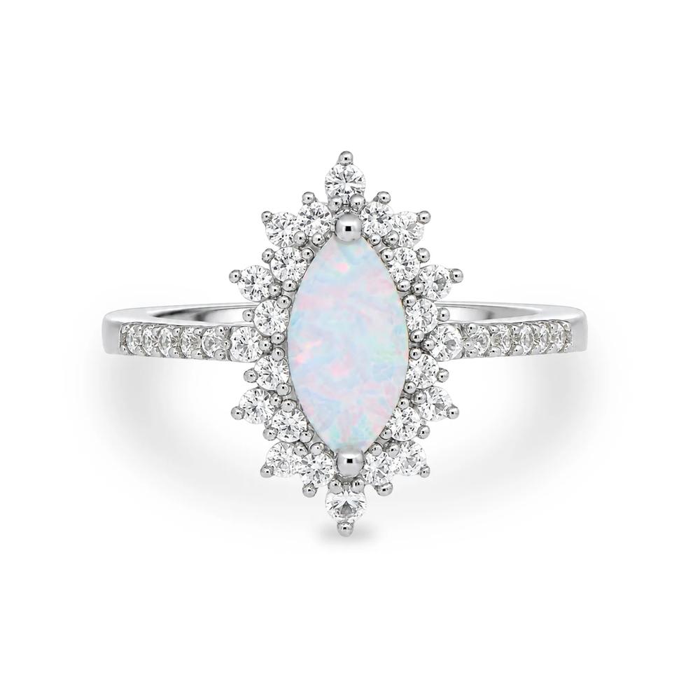Lab-Created Opal &amp; White Sapphire Pendant, Earrings, &amp; Ring Boxed Set in Sterling Silver – Image 2 of 4