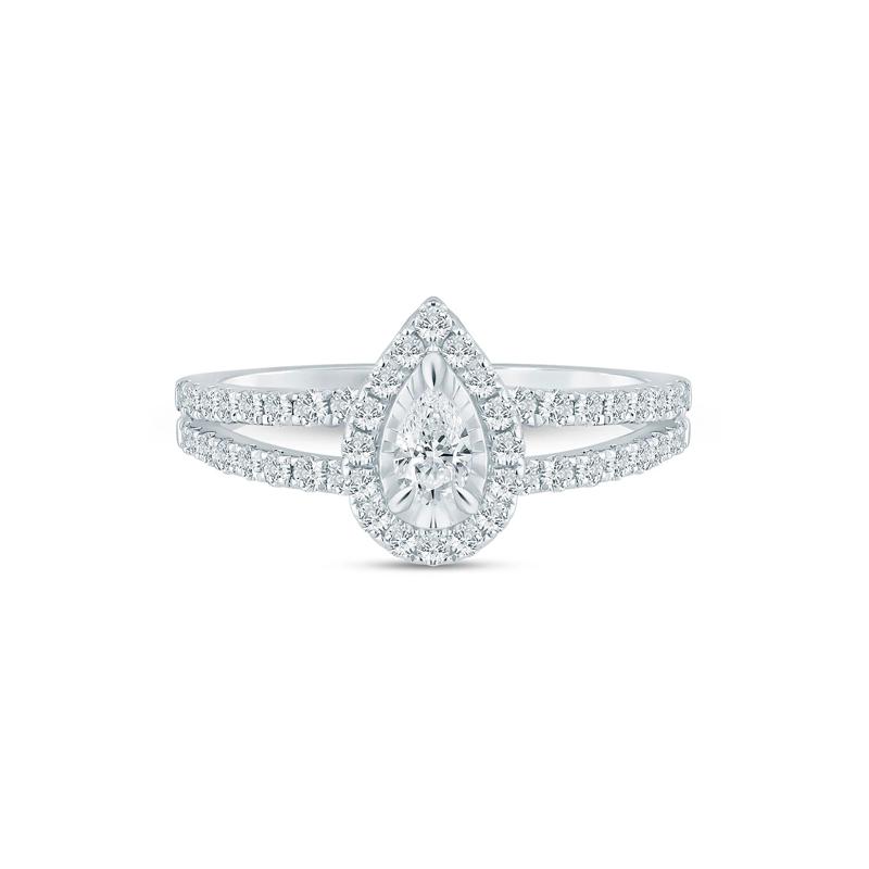 Diamond Pear Halo Engagement Ring in 10K White Gold &#40;3/4 ct. tw.&#41; – Image 1 of 3