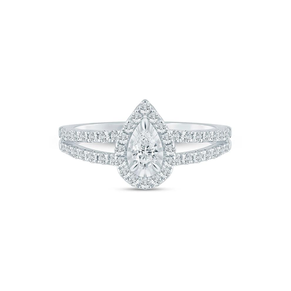 Diamond Pear Halo Engagement Ring in 10K White Gold (3/4 ct. tw.) – Image 1 of 3
