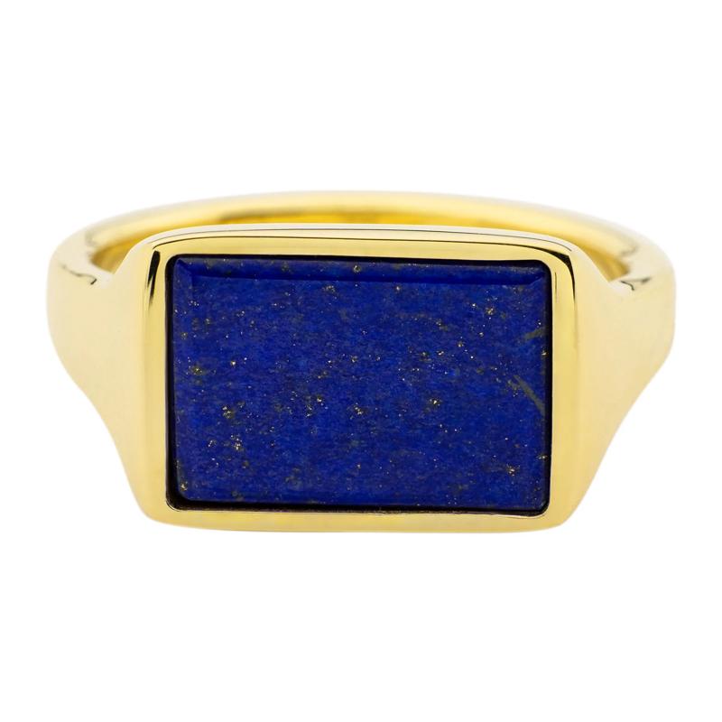 Rectangle Signet Ring with Lapis Inlay in 14K Yellow Gold – Image 1 of 3