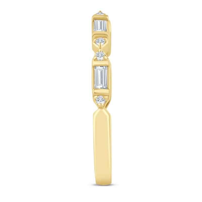 Lab Grown Diamond Baguette and Round Open Band in 14K Yellow Gold &#40;1/7 ct. tw.&#41; – Image 3 of 3