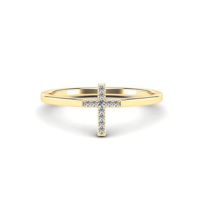 Diamond Accent Vertical Cross Ring in 10K Gold