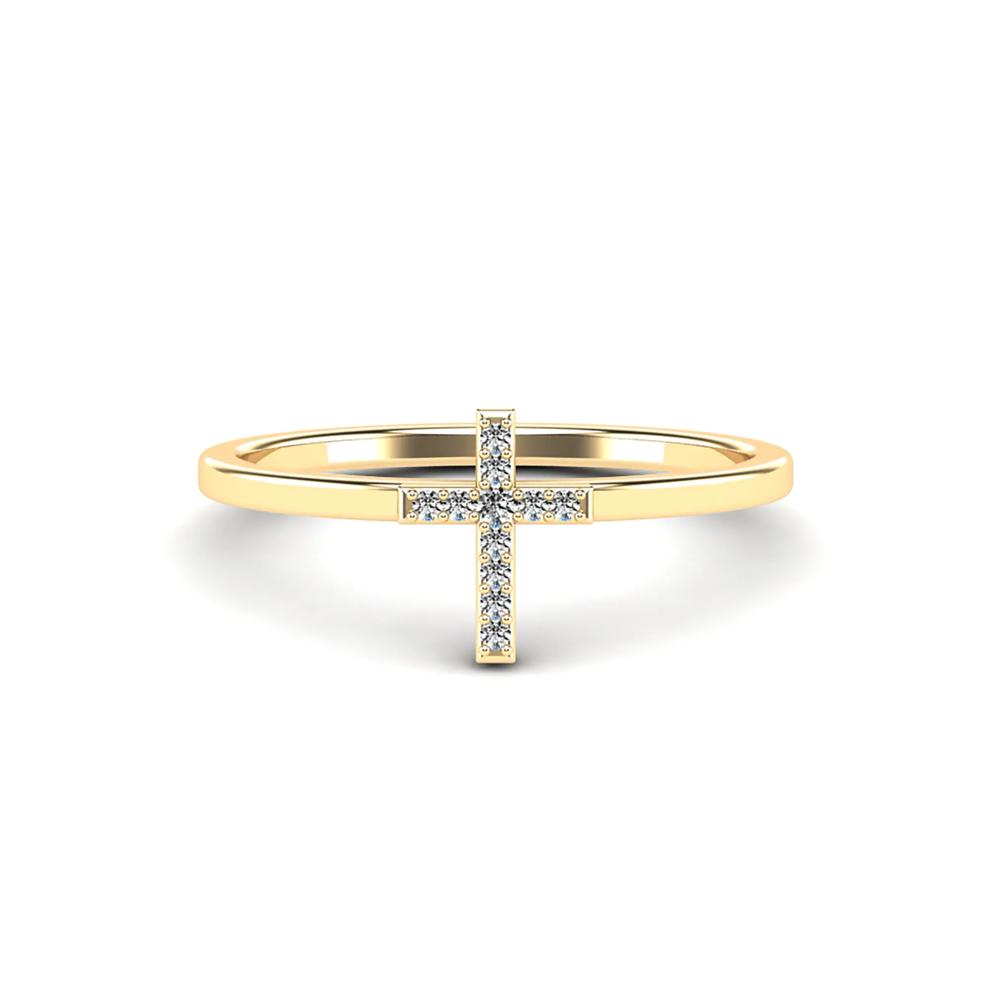 Diamond Accent Vertical Cross Ring in 10K Yellow Gold – Image 1 of 4
