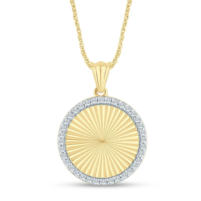 Diamond Accent Medallion Pendant in 10K Yellow Gold &#40;1/7 ct. tw.&#41; – Image 1 of 3