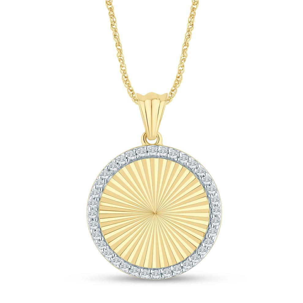 Diamond Accent Medallion Pendant in 10K Yellow Gold (1/7 ct. tw.) – Image 1 of 3