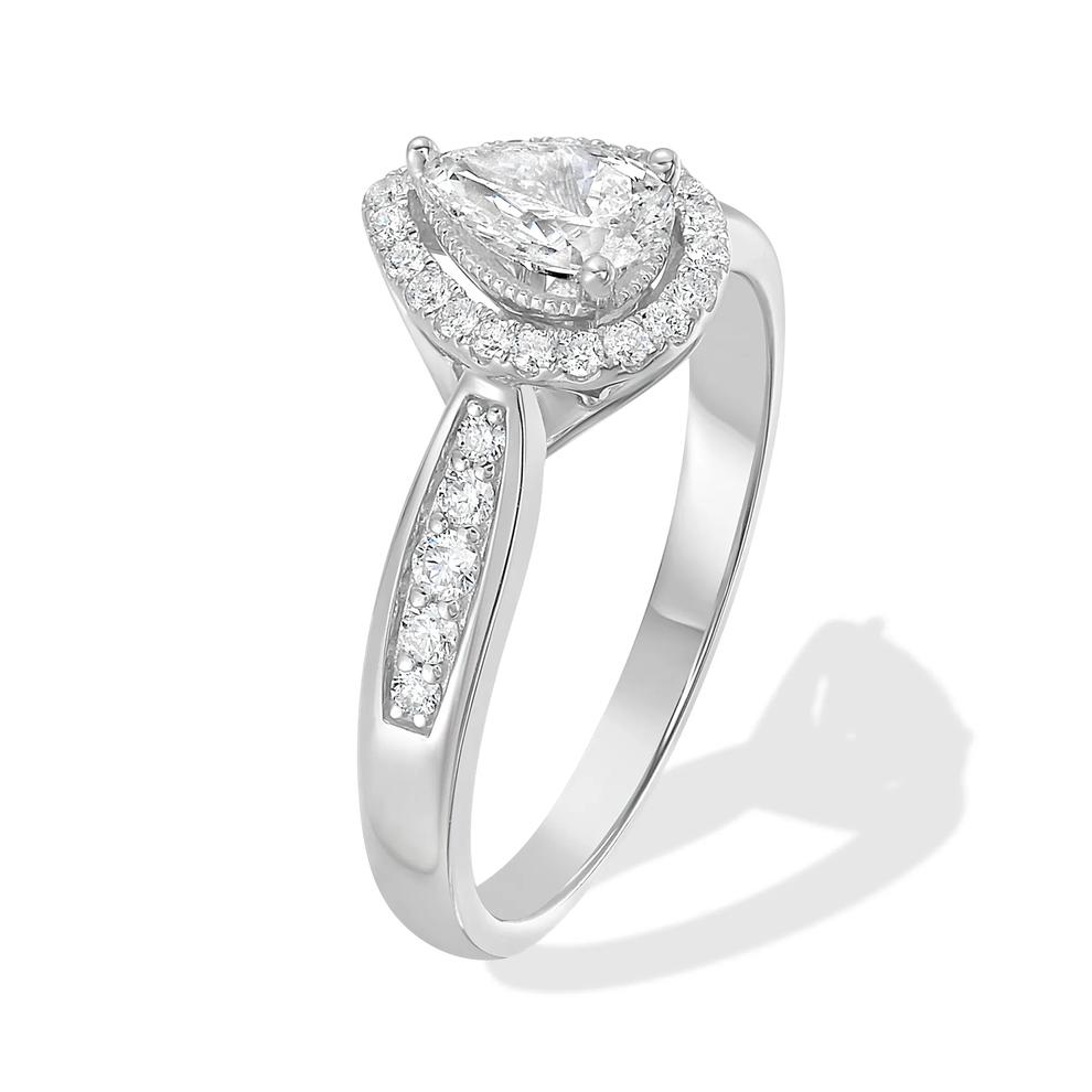 Diamond Pear-Shaped Halo Engagement Ring in 10K White Gold (3/4 ct. tw.) – Image 4 of 4