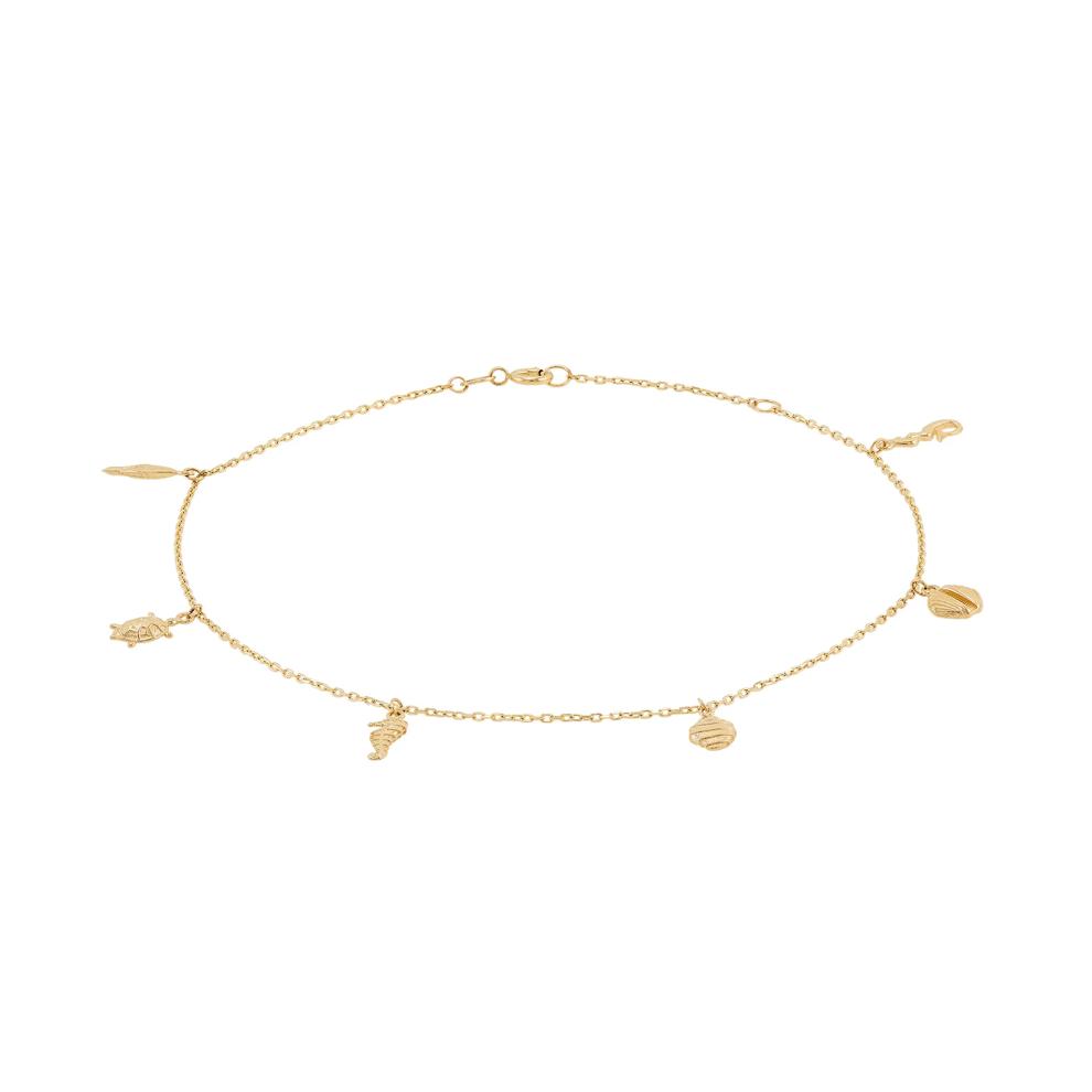 Seashore Charm Anklet in 14K Yellow Gold, 10" – Image 2 of 2