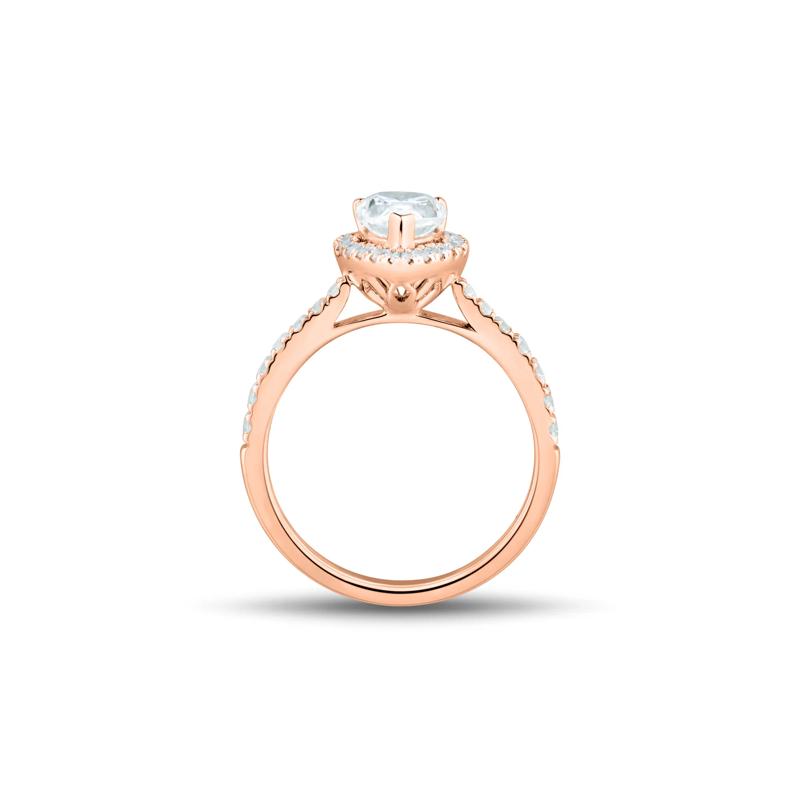 Pear-Shaped Lab Grown Diamond Halo Engagement Ring in 14K Rose Gold &#40;1 1/2 ct. tw.&#41; – Image 2 of 3