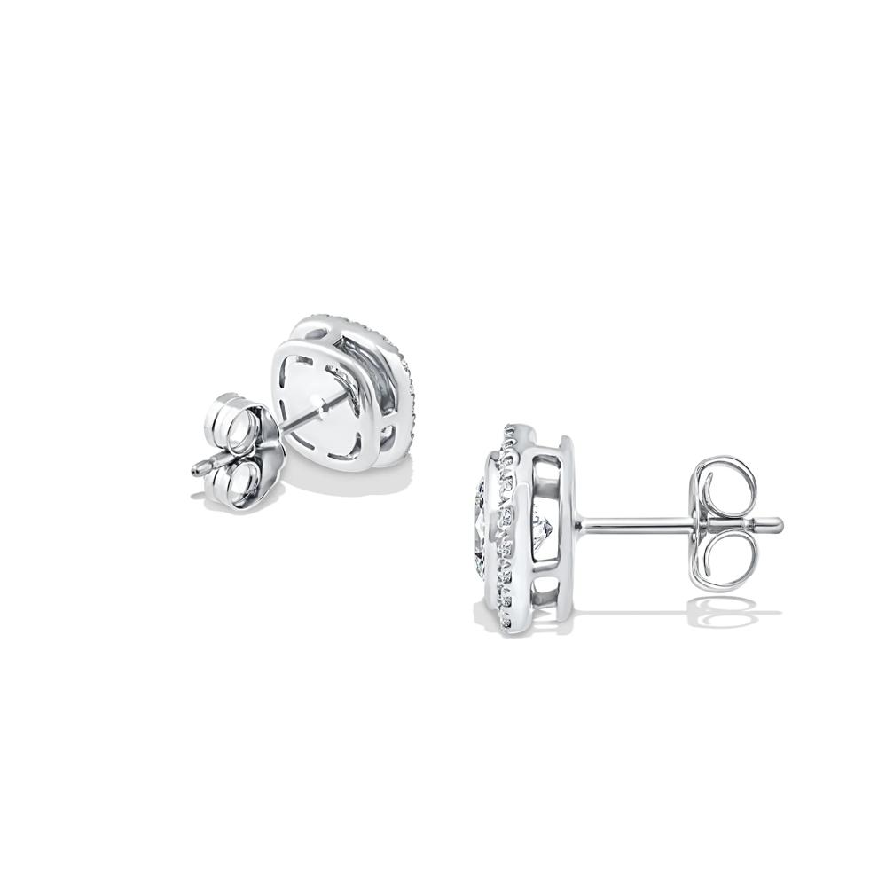 Lab Grown Diamond Cushion Halo Stud Earrings in 10K White Gold (1 5/8 ct. tw.) – Image 2 of 2