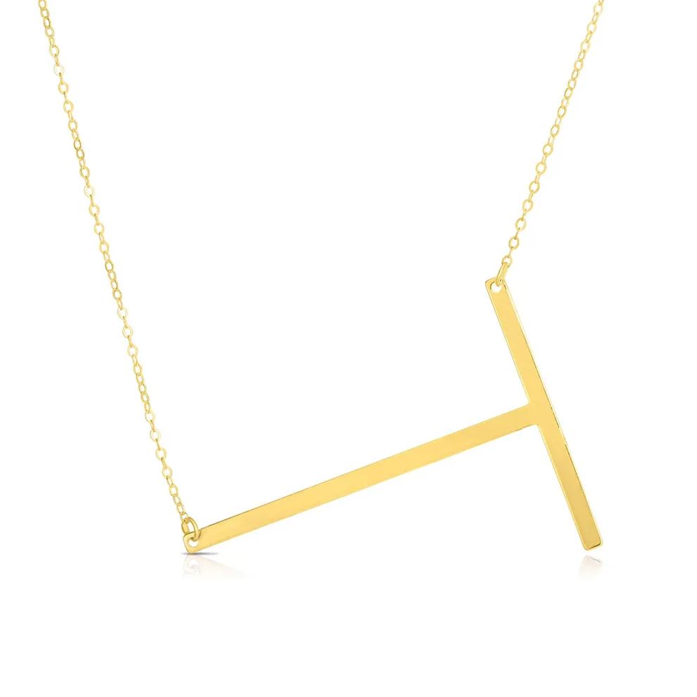 "T" Initial Necklace in 14K Yellow Gold – Image 1 of 3