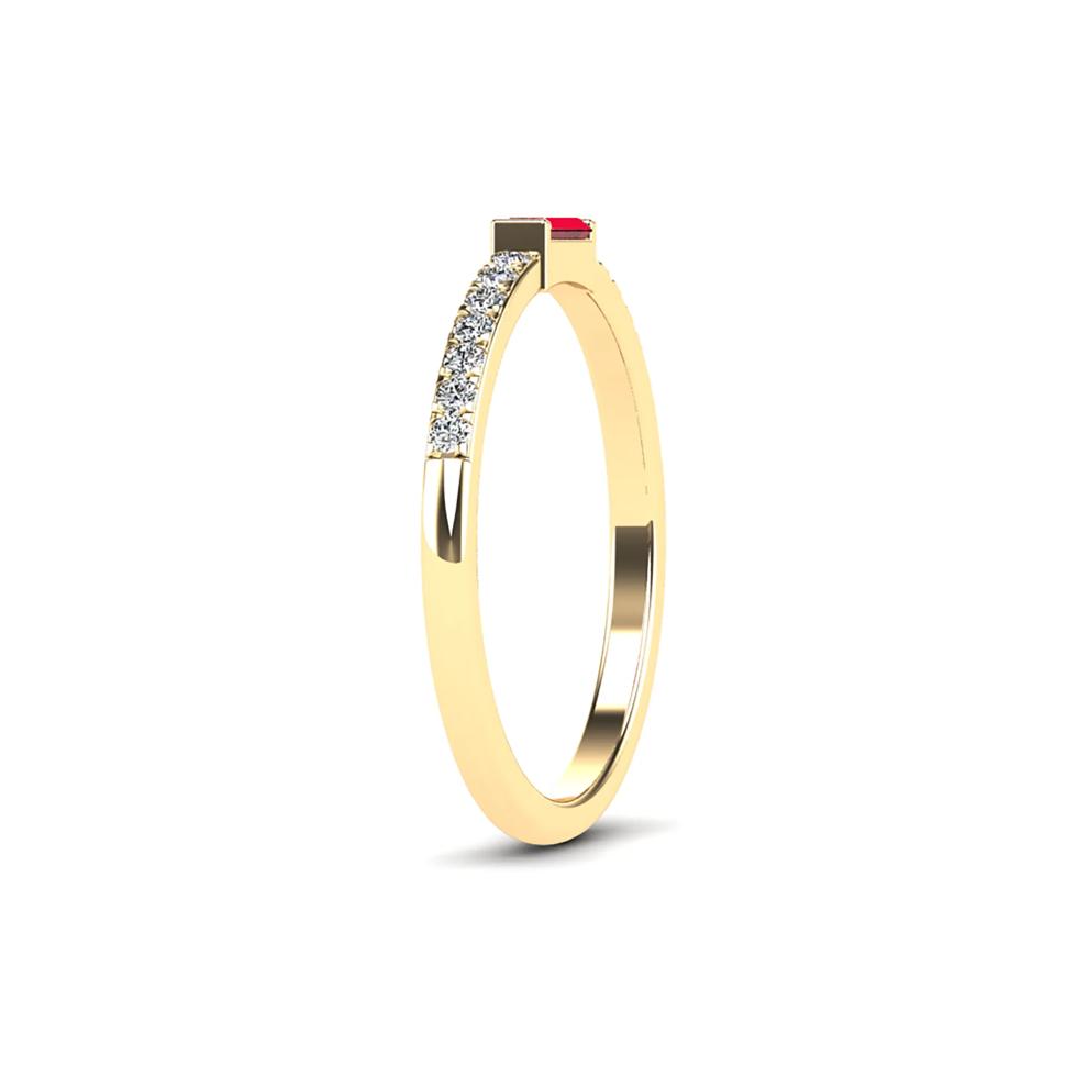Ruby &amp; Diamond Stack Band in 10K Yellow Gold (1/10 ct. tw.) – Image 3 of 4