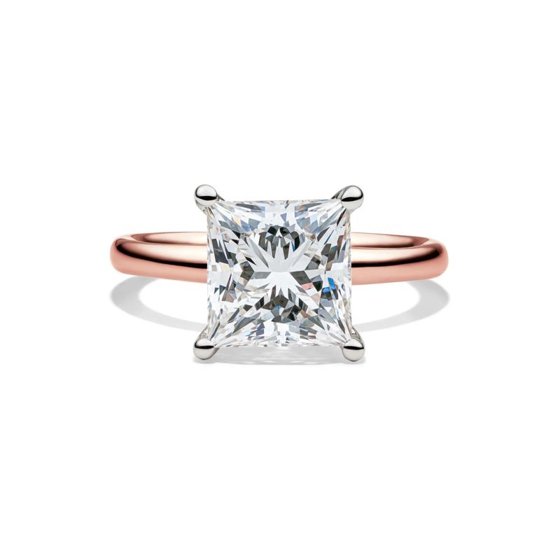 Lab Grown Diamond Princess-Cut Solitaire Engagement Ring in 14K Rose Gold &#40;4 ct.&#41; – Image 1 of 4