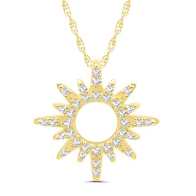 Diamond Sun Pendant Necklace in 10K Yellow Gold (1/10 ct. tw.)
