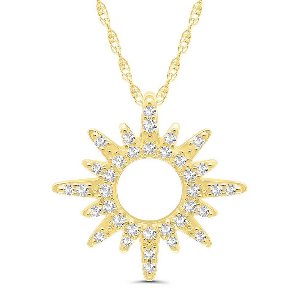 Diamond Sun Pendant Necklace in 10K Yellow Gold (1/10 ct. tw.) – Image 1 of 3