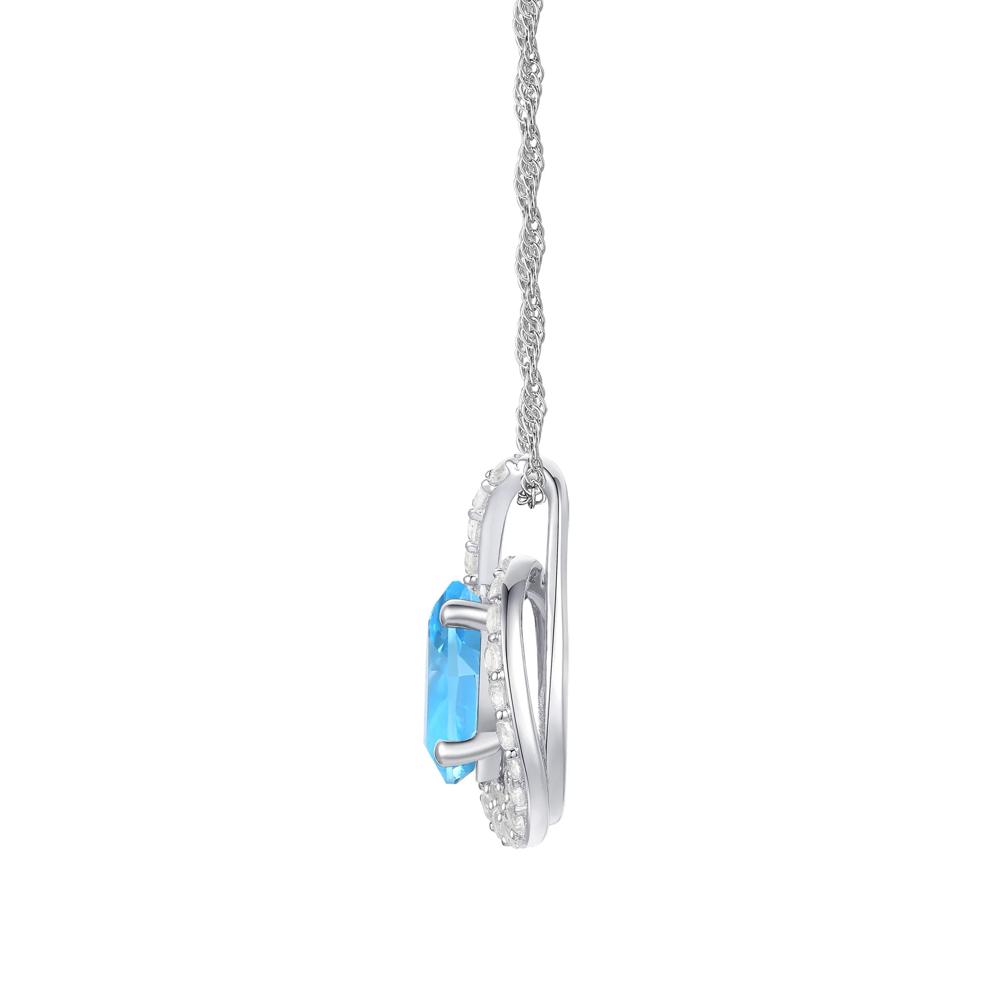 Oval Swiss Blue Topaz and Lab-Created White Sapphire Ring, Earring and Pendant Box Set in Sterling Silver – Image 6 of 8