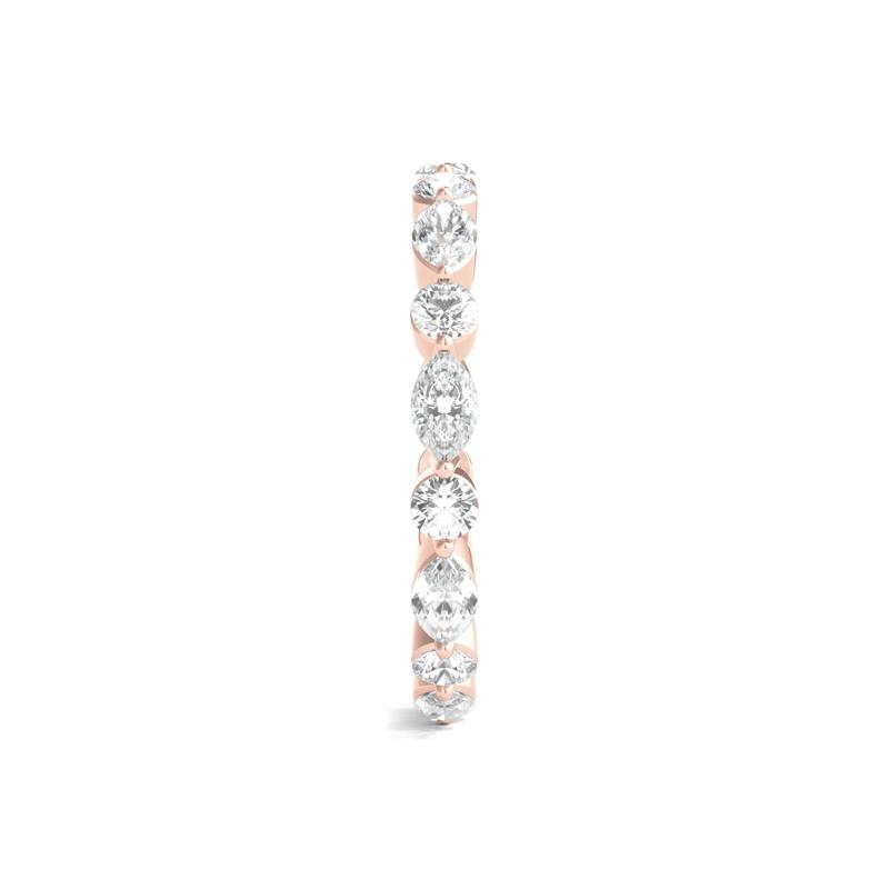 Round and Marquise-Cut Lab Grown Diamond Eternity Band in 14k Rose Gold &#40;1 1/2 ct. tw.&#41; – Image 3 of 3