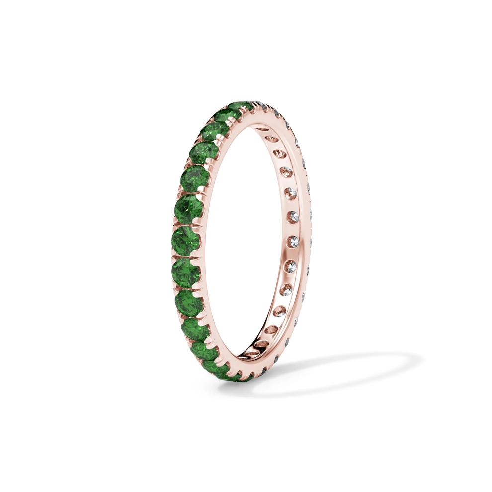 Lab Grown Diamond and Lab-Created Emerald Eternity Band in 14K Rose Gold (1/2 ct. tw.) – Image 3 of 4