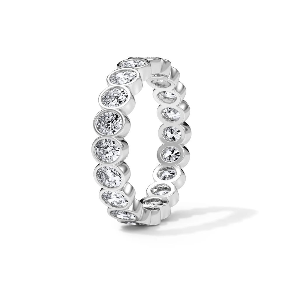 Lab Grown Diamond Oval Bezel Eternity Band in 14K White Gold (2 ct. tw.) – Image 3 of 5